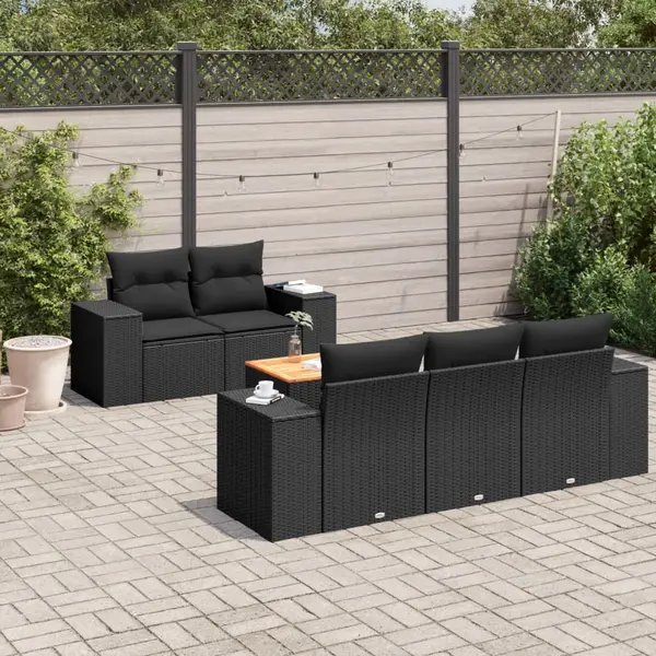 Gossi set mobilier de gradina cu perne, 6 piese, negru, poliratan