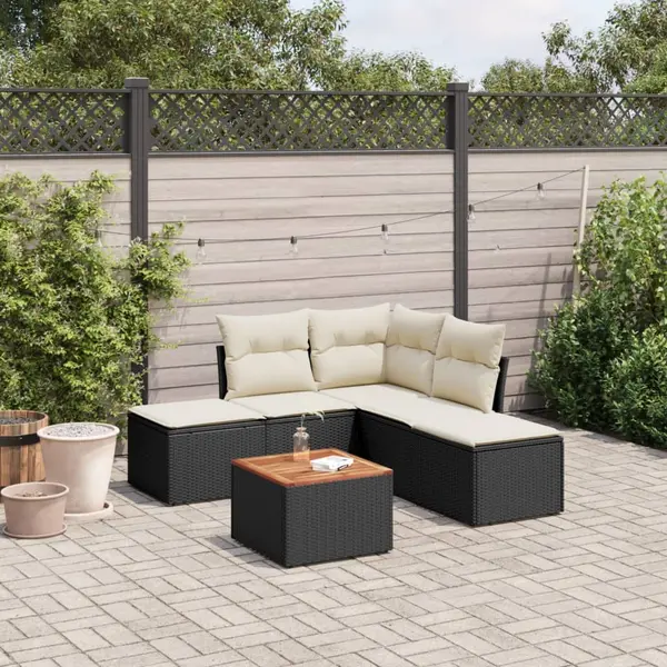 Gossi set mobilier de gradina cu perne, 6 piese, negru, poliratan
