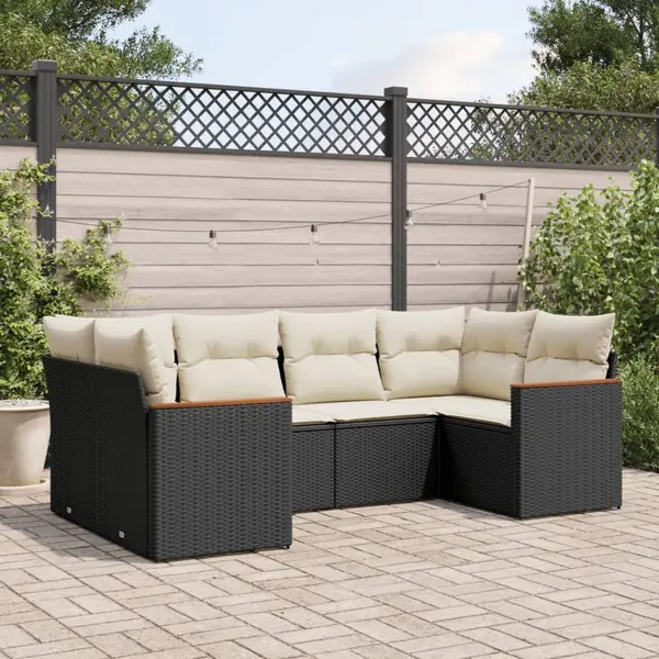 Gossi set mobilier de gradina cu perne, 6 piese, negru, poliratan