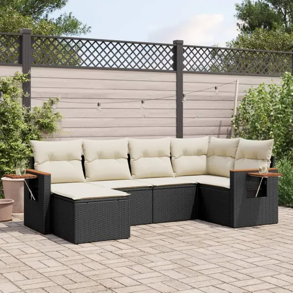 Gossi set mobilier de gradina cu perne, 6 piese, negru, poliratan