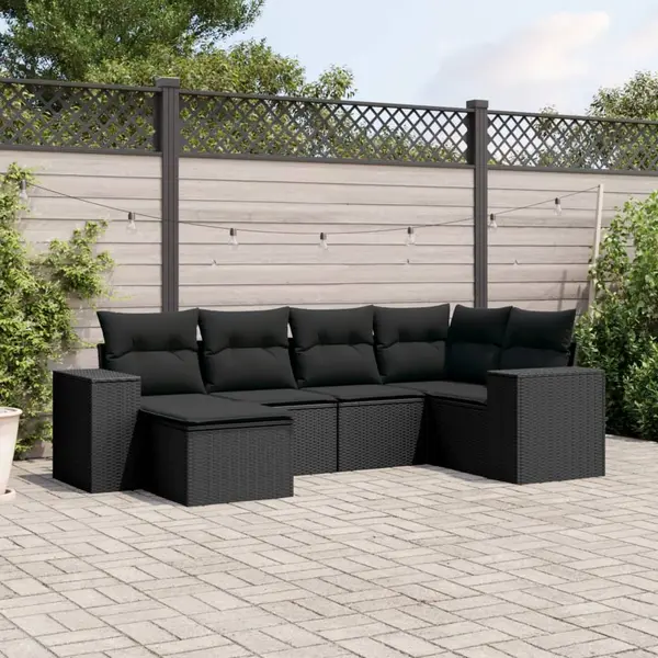 Gossi set mobilier de gradina cu perne, 6 piese, negru, poliratan