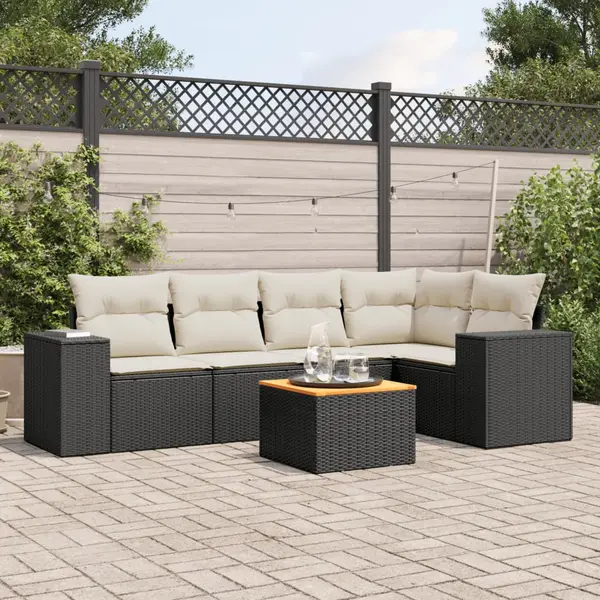 Gossi set mobilier de gradina cu perne, 6 piese, negru, poliratan