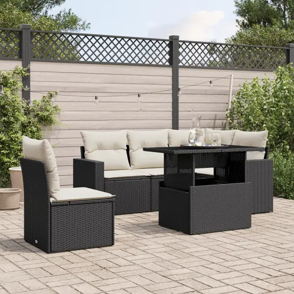Gossi set mobilier de gradina cu perne, 6 piese, negru, poliratan