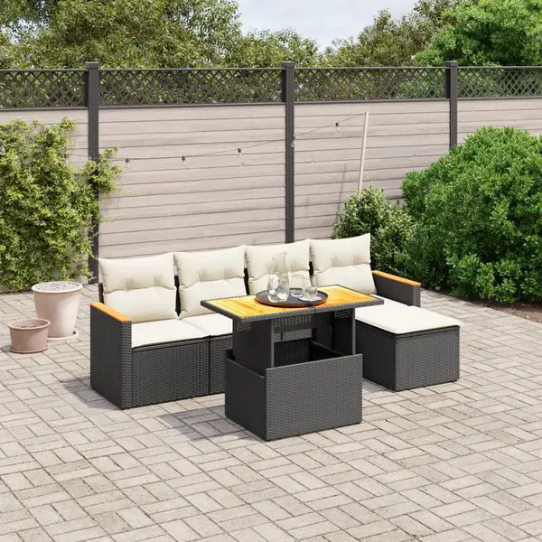 Gossi set mobilier de gradina cu perne, 6 piese, negru, poliratan
