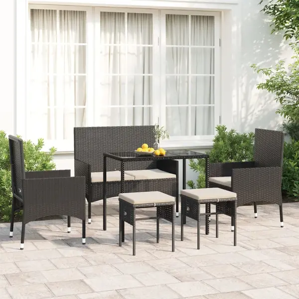 Gossi set mobilier de gradina cu perne, 6 piese, negru, poliratan