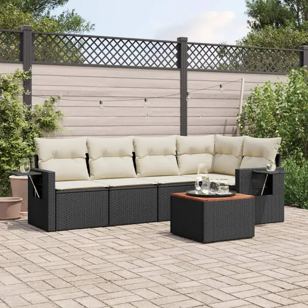 Gossi set mobilier de gradina cu perne, 6 piese, negru, poliratan