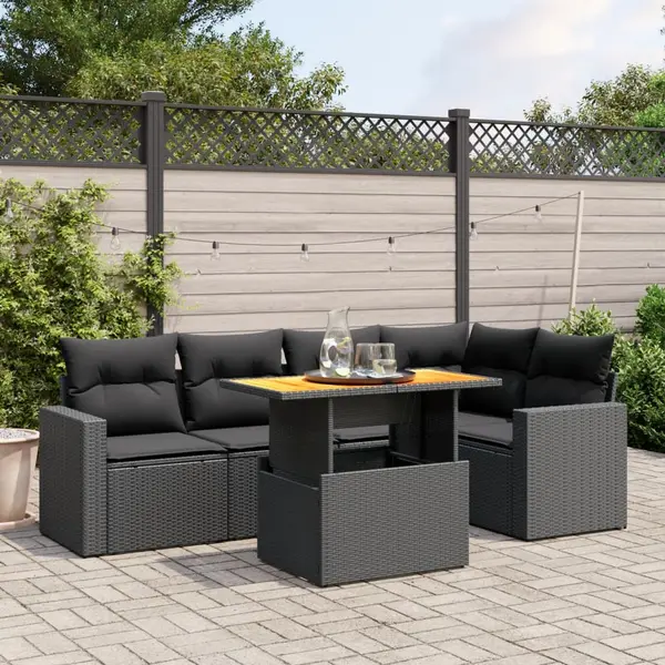 Gossi set mobilier de gradina cu perne, 6 piese, negru, poliratan