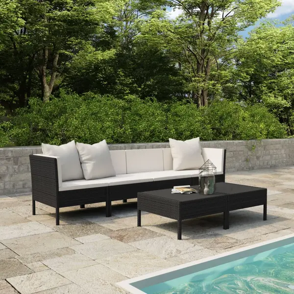 Gossi set mobilier de gradina cu perne, 6 piese, negru, poliratan