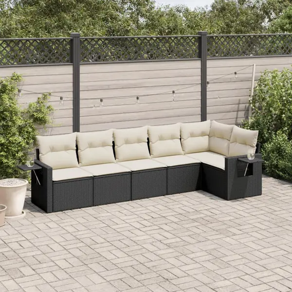 Gossi set mobilier de gradina cu perne, 6 piese, negru, poliratan