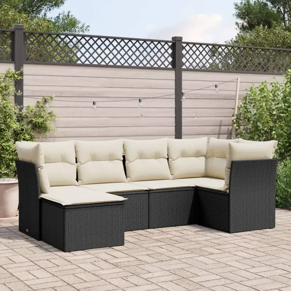 Gossi set mobilier de gradina cu perne, 6 piese, negru, poliratan