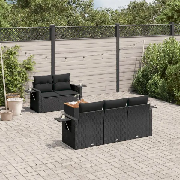 Gossi set mobilier de gradina cu perne, 6 piese, negru, poliratan