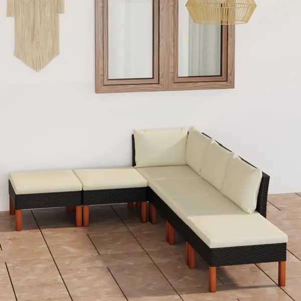Gossi set mobilier de gradina cu perne, 6 piese, negru, poliratan