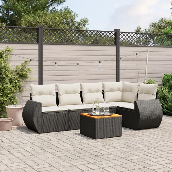 Gossi set mobilier de gradina cu perne, 6 piese, negru, poliratan