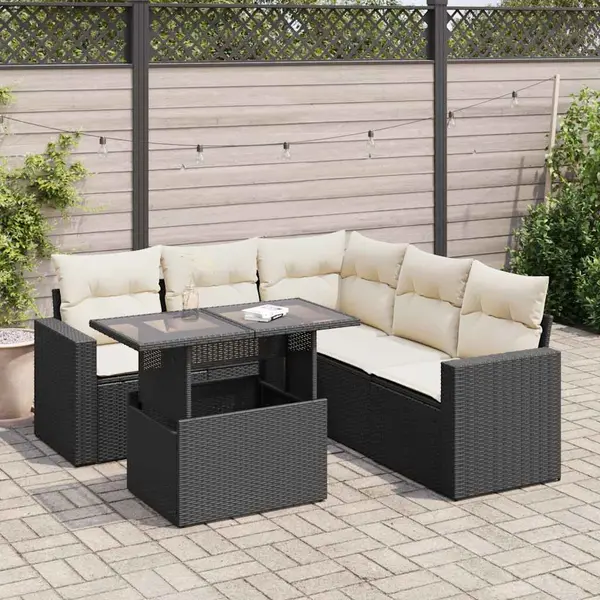 Gossi set mobilier de gradina cu perne, 6 piese, negru, poliratan