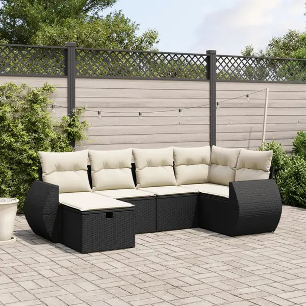 Gossi set mobilier de gradina cu perne, 6 piese, negru, poliratan