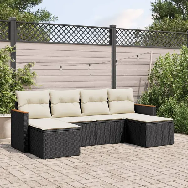 Gossi set mobilier de gradina cu perne, 6 piese, negru, poliratan