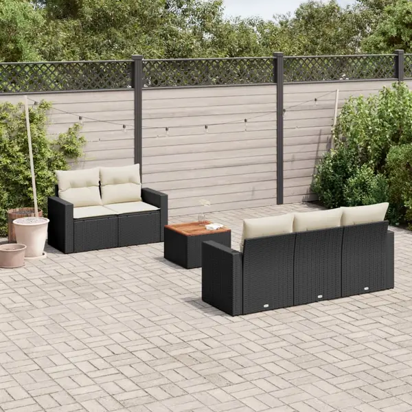 Gossi set mobilier de gradina cu perne, 6 piese, negru, poliratan