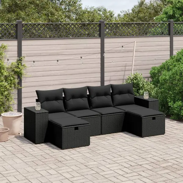 Gossi set mobilier de gradina cu perne, 6 piese, negru, poliratan