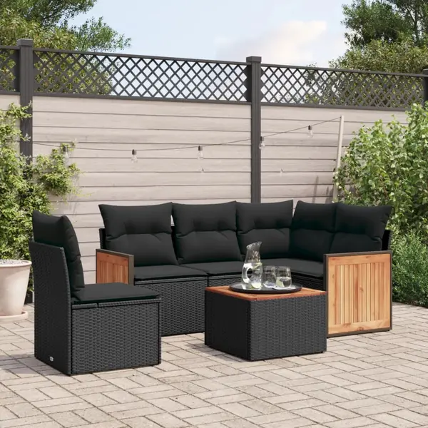 Gossi set mobilier de gradina cu perne, 6 piese, negru, poliratan