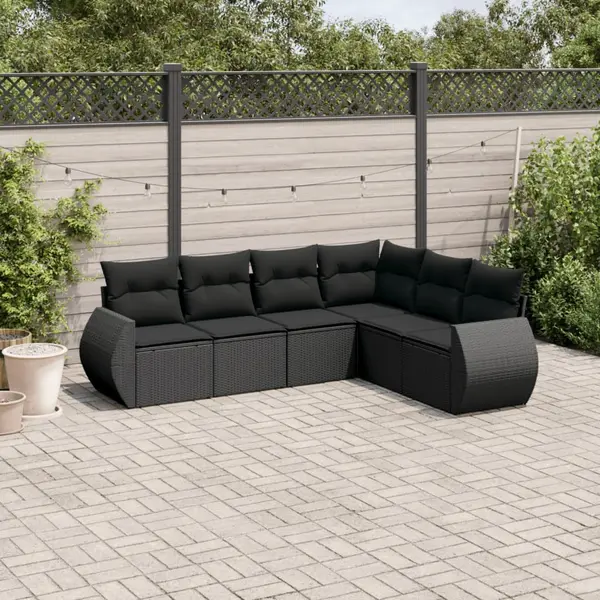 Gossi set mobilier de gradina cu perne, 6 piese, negru, poliratan