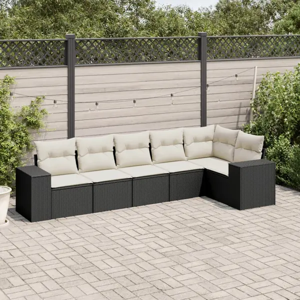 Gossi set mobilier de gradina cu perne, 6 piese, negru, poliratan