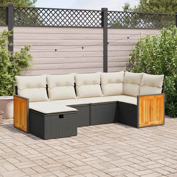 Gossi set mobilier de gradina cu perne, 6 piese, negru, poliratan
