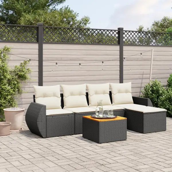Gossi set mobilier de gradina cu perne, 6 piese, negru, poliratan