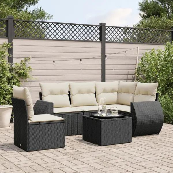 Gossi set mobilier de gradina cu perne, 6 piese, negru, poliratan
