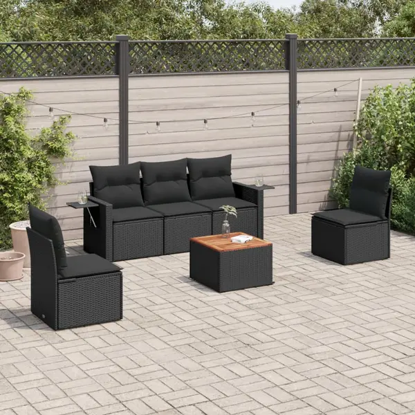 Gossi set mobilier de gradina cu perne, 6 piese, negru, poliratan