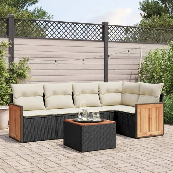 Gossi set mobilier de gradina cu perne, 6 piese, negru, poliratan