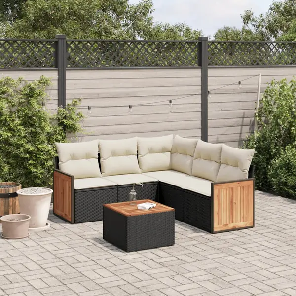 Gossi set mobilier de gradina cu perne, 6 piese, negru, poliratan