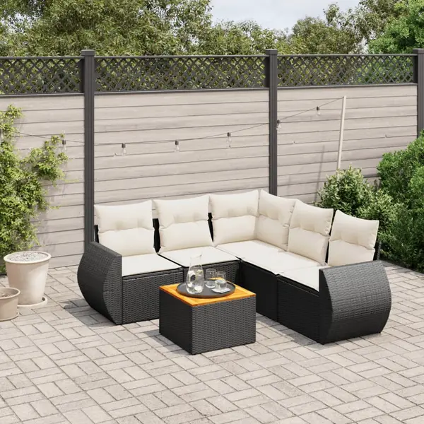 Gossi set mobilier de gradina cu perne, 6 piese, negru, poliratan