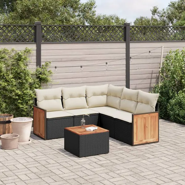 Gossi set mobilier de gradina cu perne, 6 piese, negru, poliratan