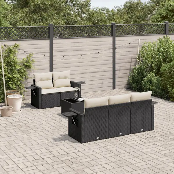 Gossi set mobilier de gradina cu perne, 6 piese, negru, poliratan