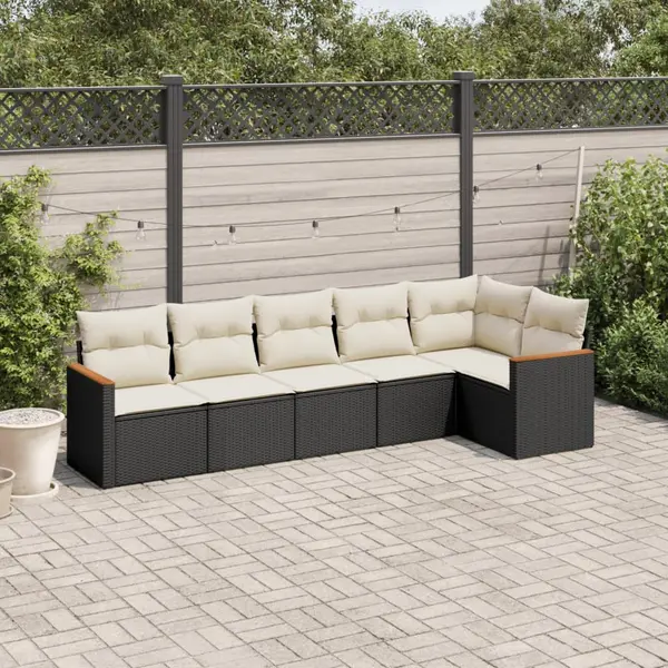 Gossi set mobilier de gradina cu perne, 6 piese, negru, poliratan