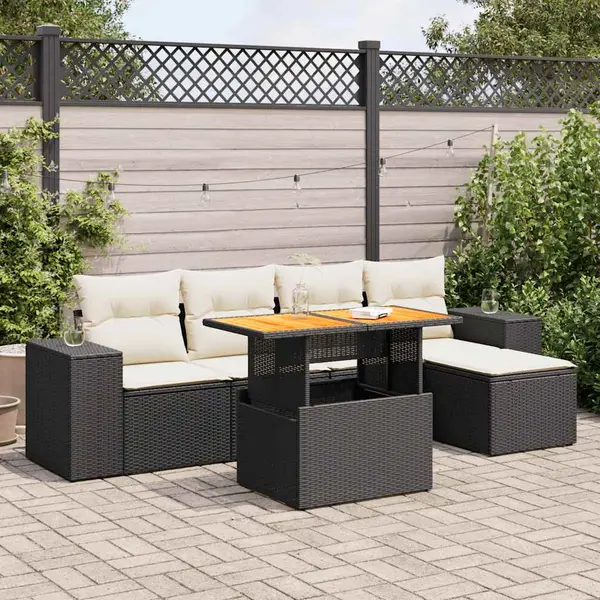 Gossi set mobilier de gradina cu perne, 6 piese, negru, poliratan