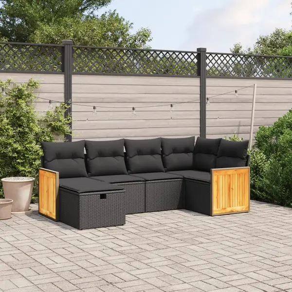 Gossi set mobilier de gradina cu perne, 6 piese, negru, poliratan