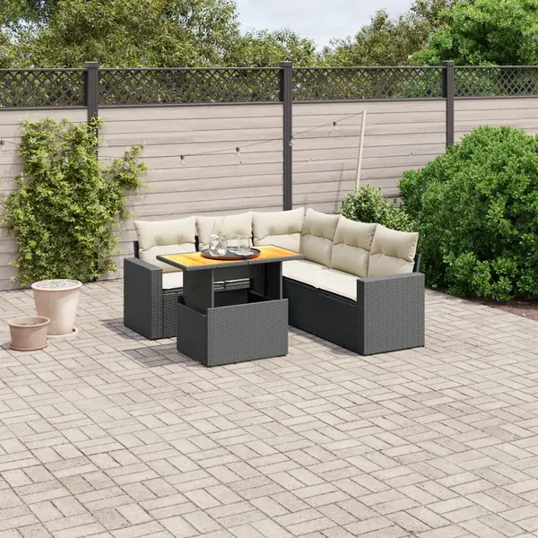 Gossi set mobilier de gradina cu perne, 6 piese, negru, poliratan