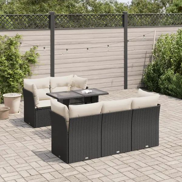 Gossi set mobilier de gradina cu perne, 6 piese, negru, poliratan