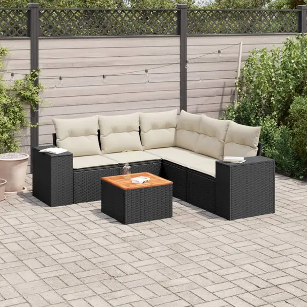 Gossi set mobilier de gradina cu perne, 6 piese, negru, poliratan