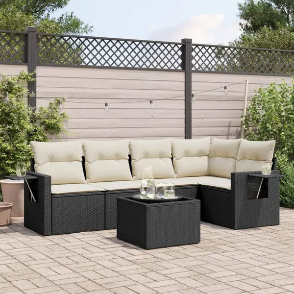 Gossi set mobilier de gradina cu perne, 6 piese, negru, poliratan