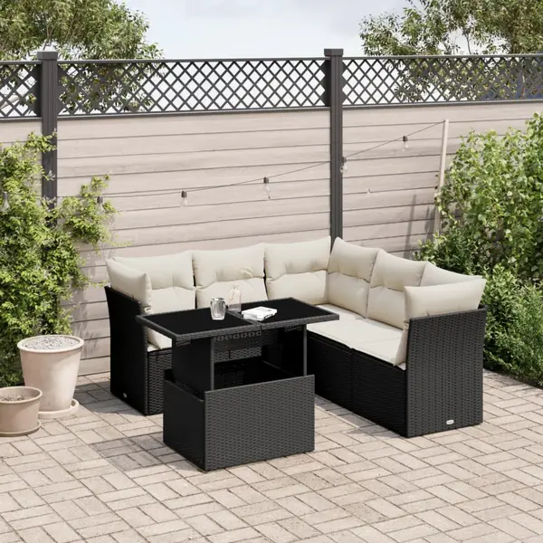 Gossi set mobilier de gradina cu perne, 6 piese, negru, poliratan