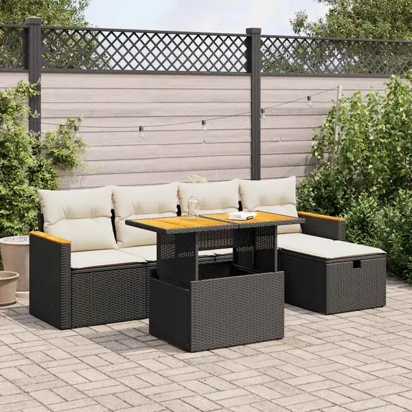 Gossi set mobilier de gradina cu perne, 6 piese, negru, poliratan