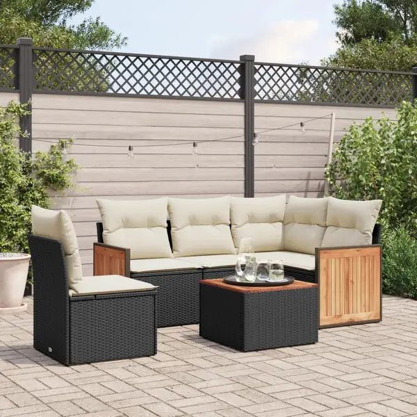 Gossi set mobilier de gradina cu perne, 6 piese, negru, poliratan
