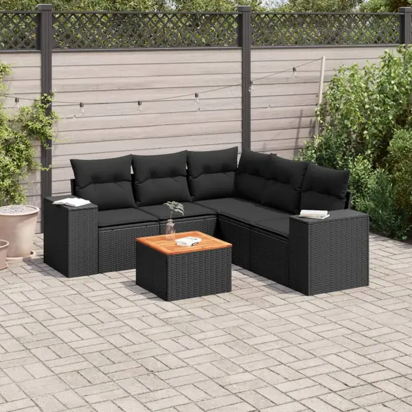 Gossi set mobilier de gradina cu perne, 6 piese, negru, poliratan