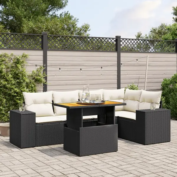 Gossi set mobilier de gradina cu perne, 6 piese, negru, poliratan