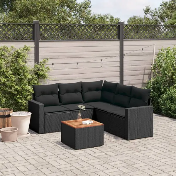 Gossi set mobilier de gradina cu perne, 6 piese, negru, poliratan
