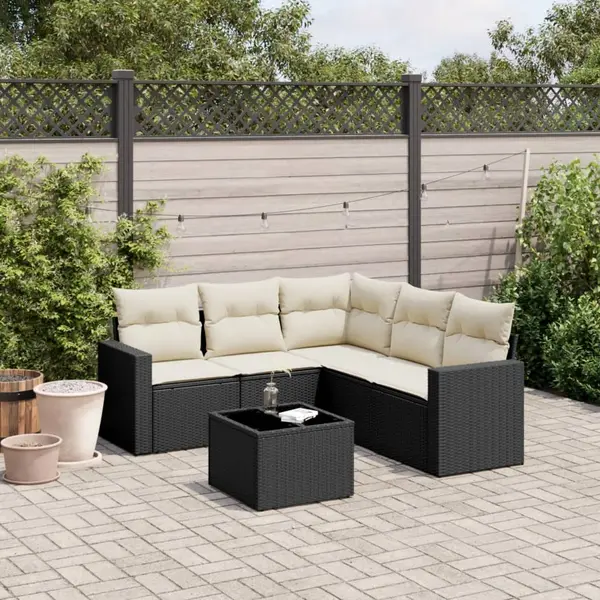 Gossi set mobilier de gradina cu perne, 6 piese, negru, poliratan