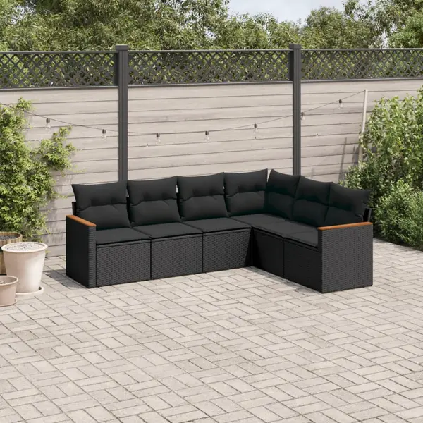 Gossi set mobilier de gradina cu perne, 6 piese, negru, poliratan