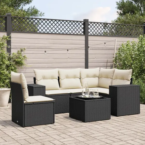 Gossi set mobilier de gradina cu perne, 6 piese, negru, poliratan